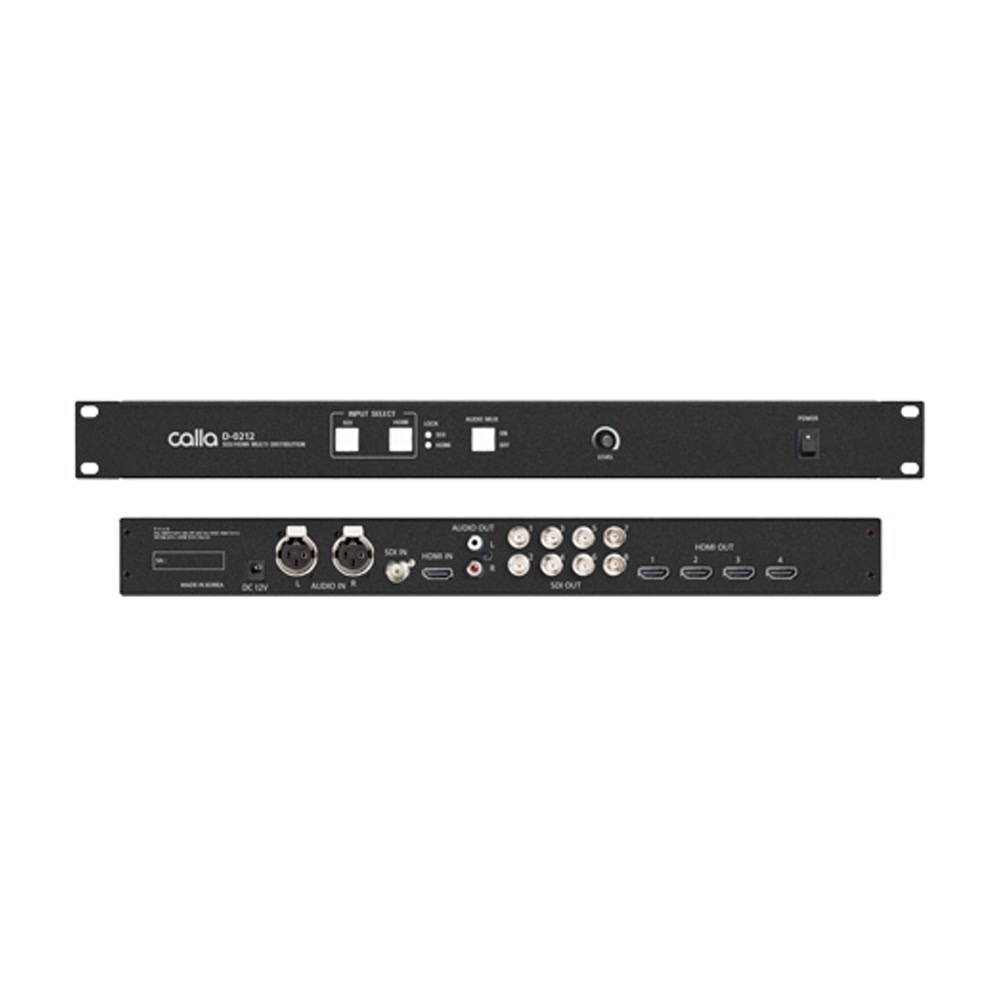 칼라 D-0212 SDI·HDMI 멀티 분배기 전면과 후면